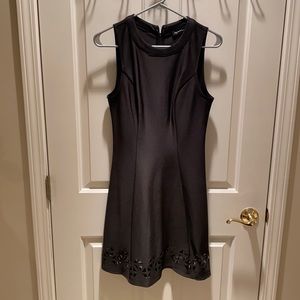 black medium dressy black dress tanks, comes in middle, flows out with pattern